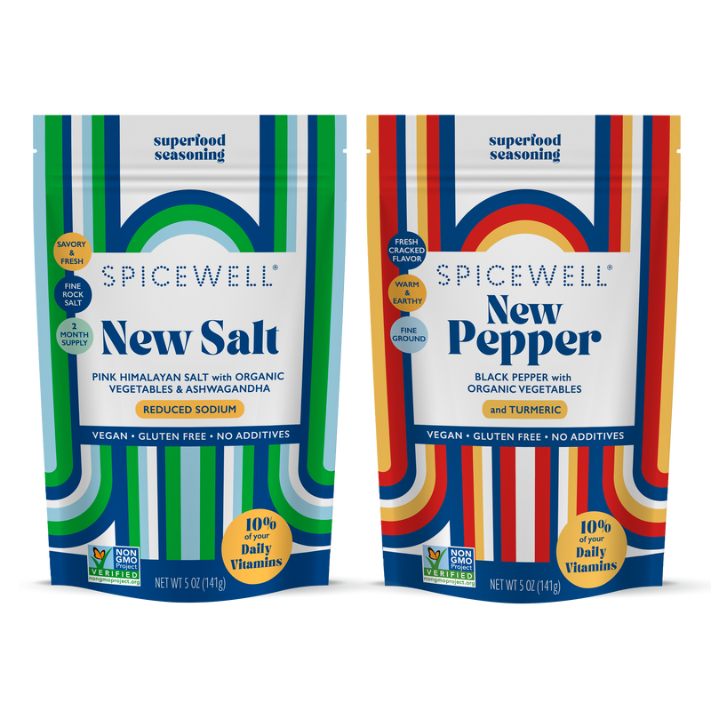 Spring Reset: New Salt & New Pepper Ceramic Cellar Set + Refill Pouch Bundle